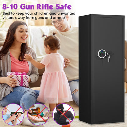 BM-AKMN-132W Biological Fingerprint Large Gun Safe with Adjustable Gun Rack, Gun Cabinet with Shelves for Home and Office