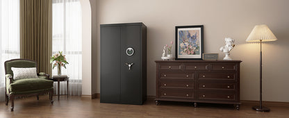OME AKG3-132W 30-40 Large Gun Safe, Fingerprint Gun Safe for Gun Pistols with LCD Keypad & Gun Rack