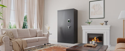OME AKG3-132W 30-40 Large Gun Safe, Fingerprint Gun Safe for Gun Pistols with LCD Keypad & Gun Rack
