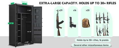 OME AKG3-132W 30-40 Large Gun Safe, Fingerprint Gun Safe for Gun Pistols with LCD Keypad & Gun Rack