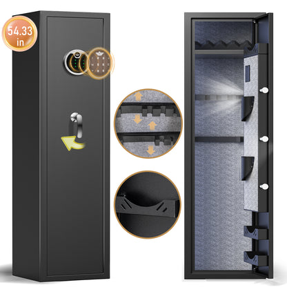 HK G3Q-138D 3-5 Gun Safe, 54'' Digital Gun Safe with Removable Shelf and Backlit Keypad, Quick Access Gun Cabinet with Dual Alarm and Mute Function for Pistols