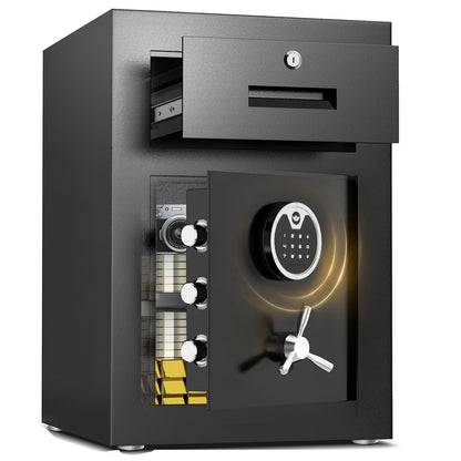 OME-G3S-55D 2.5 Cub Digital Home Safe Box with Widened Frame, Drawer & Adjustable Shelf for Jewelry Money Valuables