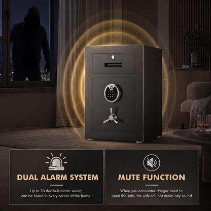 OME-G3S-55D 2.5 Cub Digital Home Safe Box with Widened Frame, Drawer & Adjustable Shelf for Jewelry Money Valuables
