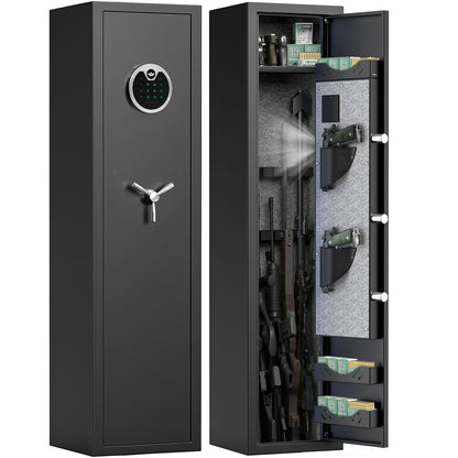 OME-G3SQ-138D 3-5 Gun Safe, 54'' Digital Gun Safe for Pistols, Electronic Safe with Removable Shelf and Backlit Keypad, Quick Access Gun Cabinet with Dual Alarm and Mute Function