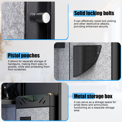 OME-G3SQ-138D 3-5 Gun Safe, 54'' Digital Gun Safe for Pistols, Electronic Safe with Removable Shelf and Backlit Keypad, Quick Access Gun Cabinet with Dual Alarm and Mute Function