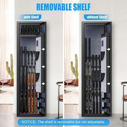 OME-G3SQ-138W 3-5 Gun Safe, 54'' Biometric Gun Safe for Pistols, Fingerprint Safe with Removable Shelf and Backlit Keypad, Quick Access Gun Cabinet with Dual Alarm and Mute Function