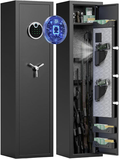 OME-G3SQ-138W 3-5 Gun Safe, 54'' Biometric Gun Safe for Pistols, Fingerprint Safe with Removable Shelf and Backlit Keypad, Quick Access Gun Cabinet with Dual Alarm and Mute Function