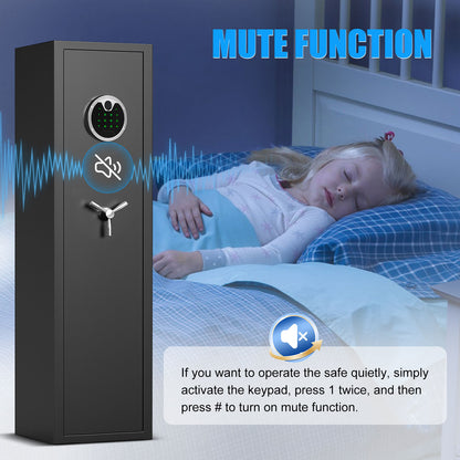OME-G3SQ-138W 3-5 Gun Safe, 54'' Biometric Gun Safe for Pistols, Fingerprint Safe with Removable Shelf and Backlit Keypad, Quick Access Gun Cabinet with Dual Alarm and Mute Function