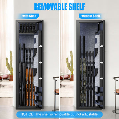 OME-G3SQ-138W 3-5 Gun Safe, 54'' Biometric Gun Safe for Pistols, Fingerprint Safe with Removable Shelf and Backlit Keypad, Quick Access Gun Cabinet with Dual Alarm and Mute Function