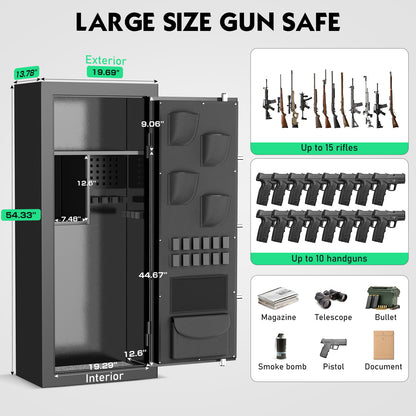 OME G6S-138HD 15-20 Large Gun Safe, Already Assembled Digital Gun Safe for Rifles and Pistols with Removable Pegboard & 6 Hooks, Gun Safes & Cabinets with Door Organizers & 3 Gun Raks, Rifle Safe for Home (Black)
