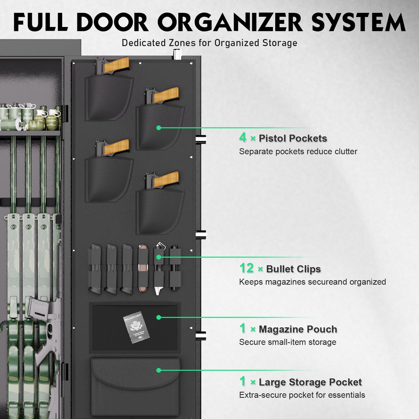 OME G6S-138HD 15-20 Large Gun Safe, Already Assembled Digital Gun Safe for Rifles and Pistols with Removable Pegboard & 6 Hooks, Gun Safes & Cabinets with Door Organizers & 3 Gun Raks, Rifle Safe for Home (Black)