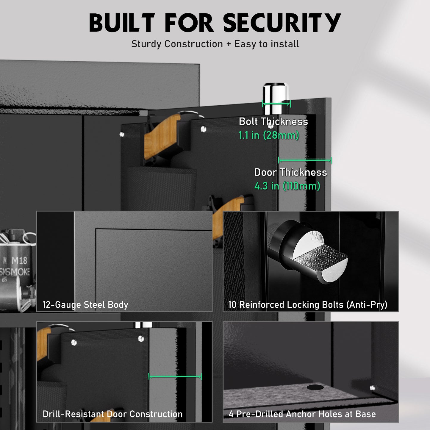 OME G6S-138HD 15-20 Large Gun Safe, Already Assembled Digital Gun Safe for Rifles and Pistols with Removable Pegboard & 6 Hooks, Gun Safes & Cabinets with Door Organizers & 3 Gun Raks, Rifle Safe for Home (Black)