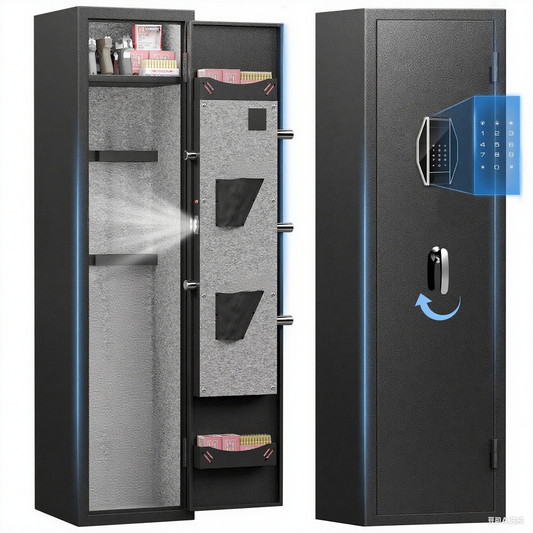 BM-G9-138D Fireproof Gun Safe, 5-8 Gun Safe for Home Pistols, 57" Heavy Duty Large Gun Safe for and Shotgun with LCD Keypad, 2 Removable Shelves