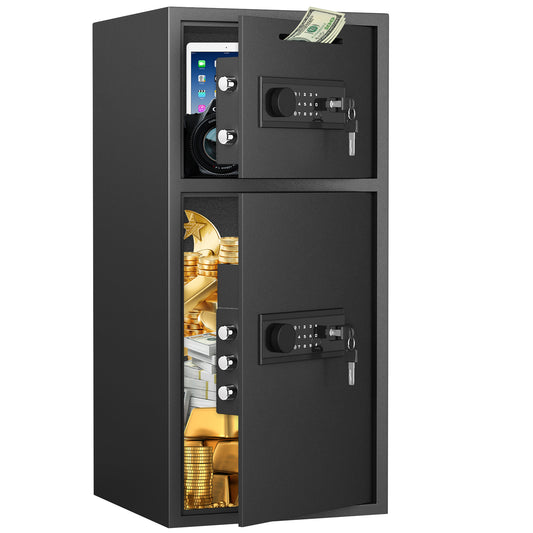 Kav K1-75 6.5 Cu ft Extra Large Home Safe Box, Anti-theft Money Safe Box With Deposit Slot & Dual Alarm System, Backlit Keypad Security Document Safe For Home Office