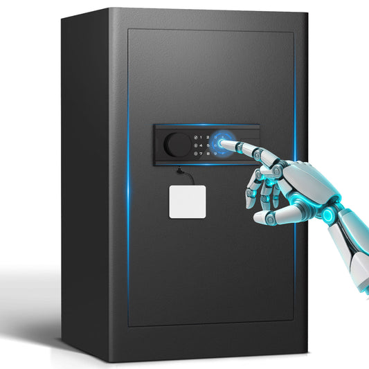 BM-K1C-65D 6.1 Cub Home Safe Box, Large Capacity Safe with Gewelry Drawers, Digital Safe with Removable Shelves and Alarm System