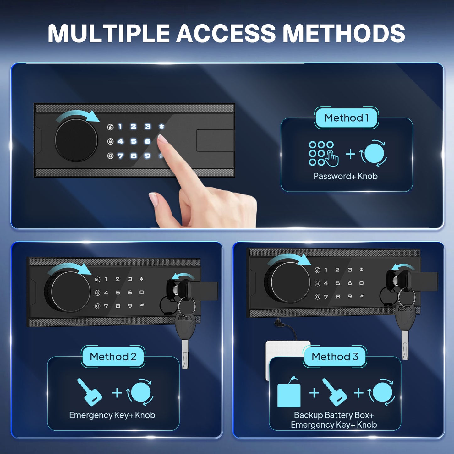 BM-K1C-65D 6.1 Cub Home Safe Box, Large Capacity Safe with Gewelry Drawers, Digital Safe with Removable Shelves and Alarm System