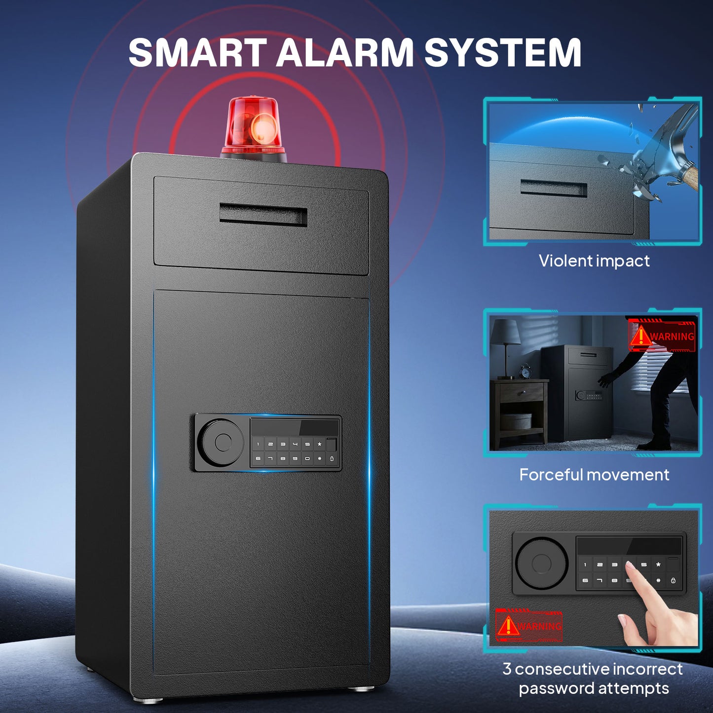 BM-K2T-75 6.5 Cub Digital Large Safe Box, Money Safe with Deposit Slot and Backlit Keypad, Home Security Box for Office, Hotel, Business