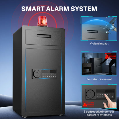 BM-K2T-75 6.5 Cub Digital Large Safe Box, Money Safe with Deposit Slot and Backlit Keypad, Home Security Box for Office, Hotel, Business