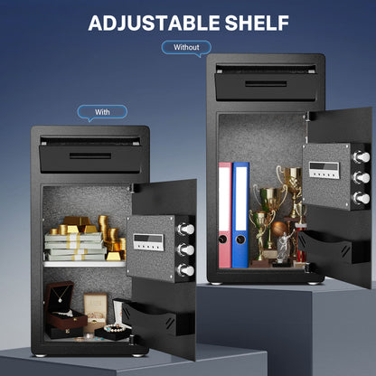 BM-K2T-75 6.5 Cub Digital Large Safe Box, Money Safe with Deposit Slot and Backlit Keypad, Home Security Box for Office, Hotel, Business