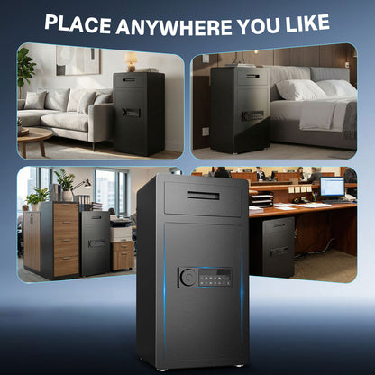 BM-K2T-75 6.5 Cub Digital Large Safe Box, Money Safe with Deposit Slot and Backlit Keypad, Home Security Box for Office, Hotel, Business