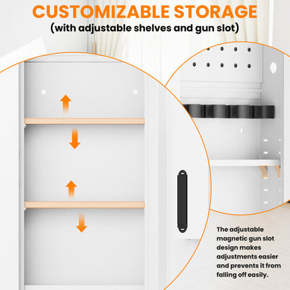 OME K2V-120BD 47.24" Wall Safe Between the Studs, Hidden Safe with Removable Pegboard, Wall Gun Safe with 3 Adjustable Shelves and Magnetic Slot (White-Digital)