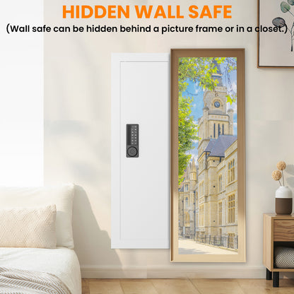 OME K2V-120BD 47.24" Wall Safe Between the Studs, Hidden Safe with Removable Pegboard, Wall Gun Safe with 3 Adjustable Shelves and Magnetic Slot (White-Digital)
