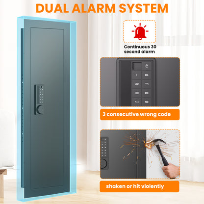 OME K2V-120HD 47.24" Wall Safe Between the Studs, Hidden Safe with Removable Pegboard, Wall Gun Safe with 3 Adjustable Shelves and Magnetic Slot (Black-Digital)