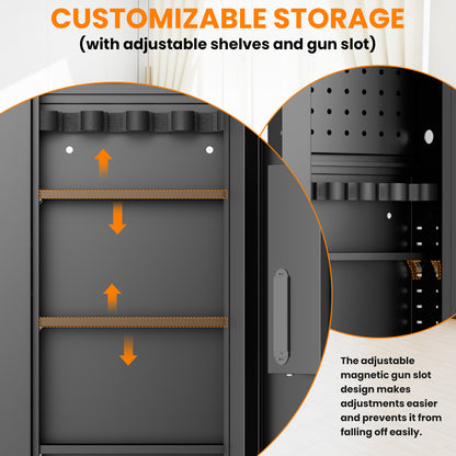 OME K2V-120HD 47.24" Wall Safe Between the Studs, Hidden Safe with Removable Pegboard, Wall Gun Safe with 3 Adjustable Shelves and Magnetic Slot (Black-Digital)