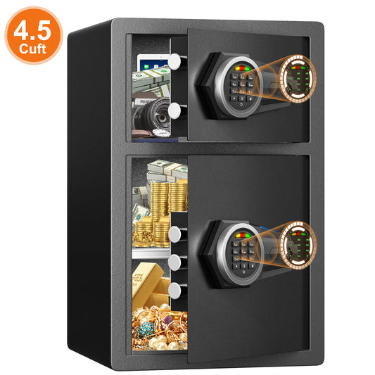 Kav KL-55SD 4.5 Cu Ft Double Door Safe Box, Digital Keypad Security Safe with Dual Lock System, Home Safe for Cash, Jewelry, Documents, and Valuables