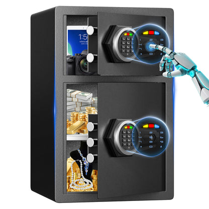 BM-KL-55SD 5.5 Cub Home Safe with Digital Keypad and Removable & Adjustable Shelf, Money Safe Box with Mute Mode & Dual Alarm, Security Box for Money Valuables