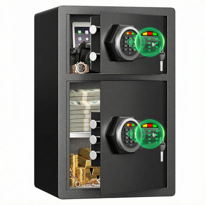 HK-KL-55SD 4.5 Cubic Digital Money Safe Box with Double Door & Adjustable Shelves, Home Security Safe with Dual Alarm System & Mute Mode for Valuables Storage