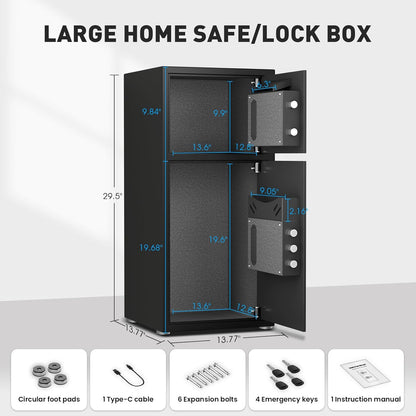 KAV-KM-75 6.5 Cu ft Extra Large Home Safe Box Fireproof, Digital Security Safe Box with Deposit Slot & Metal Storage Box, Soft Lining Money Safe with Backlit Keypad & Dual Alarm Office