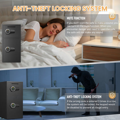 Kav KL-65D 6.0 Cu ft Large Safe Box, Money Safe With Mute Function and LED Light, Digital Keypad Home Safes with Deposit Slot & Dual Alarm System,Security Box for Money Valuables