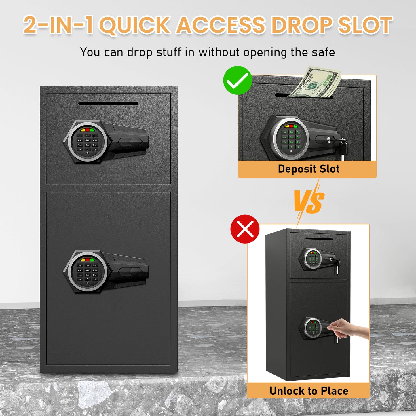 Kav KL-65D 6.0 Cu ft Large Safe Box, Money Safe With Mute Function and LED Light, Digital Keypad Home Safes with Deposit Slot & Dual Alarm System,Security Box for Money Valuables
