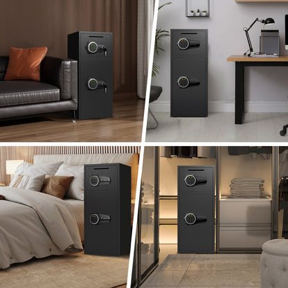 HK-KL-85D 7.0 Cub Extra Large Home Safe Fireproof Waterproof with Backlit Keypad & Adjustable Shelf, Money Safe with Deposit Slot & Dual Alarm System, Security Box for Money Valuables