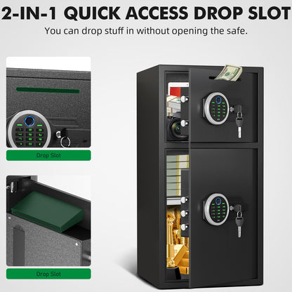 BM-KM-75W  Opentiny 6.5 Cu ft Large Safe Box Fireproof , Biometric fingerprint Home Safe with Deposit Slot & Dual Alarm System, Money Safe With Mute Function and LED Light, Security Box for Money Valuables