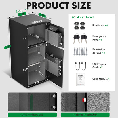 BM-KM-85W 7.0 Money Safe With Mute Function and LED Light, Security Box for Money Valuables