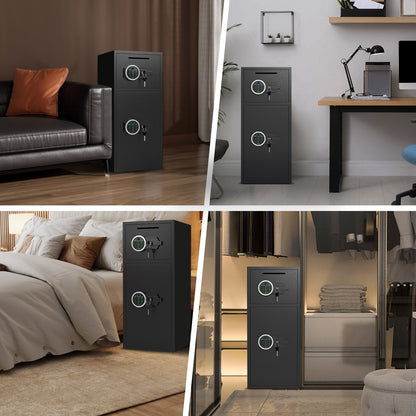 OME KM-85W 7.0 Cuft Extra Large Home Safe Box Fireproof Waterproof, Fingerprint Safe, Home Security Safes Box with Adjustable Shelf & Deposit Slot, Money Safes with Backlit Keypad & Dual Alarm for Home Office