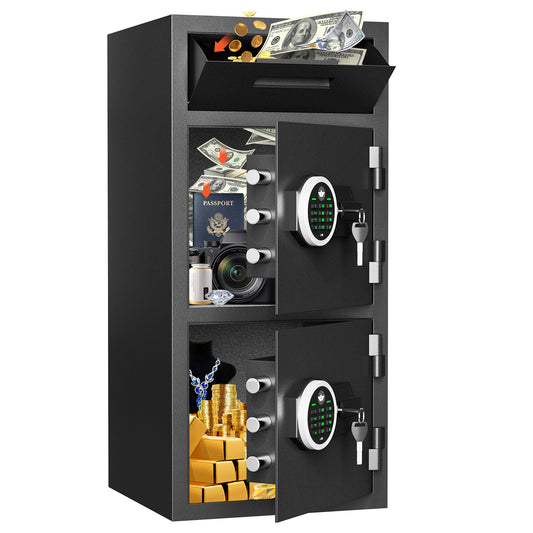 Riflewell-KMT-75-6.5 Cub Safes Box, Fireproof Safes For Home, Fireproof Safes For Home With Double Door & Key Hook, With Backlit Keypad & Dual Alarm For Home Office Business Home Safes