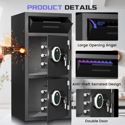 Riflewell-KMT-75-6.5 Cub Safes Box, Fireproof Safes For Home, Fireproof Safes For Home With Double Door & Key Hook, With Backlit Keypad & Dual Alarm For Home Office Business Home Safes