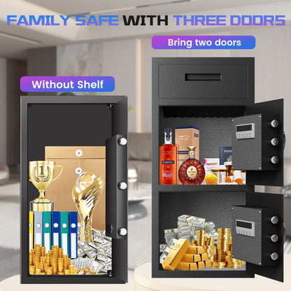 Riflewell-KMT-75-6.5 Cub Safes Box, Fireproof Safes For Home, Fireproof Safes For Home With Double Door & Key Hook, With Backlit Keypad & Dual Alarm For Home Office Business Home Safes