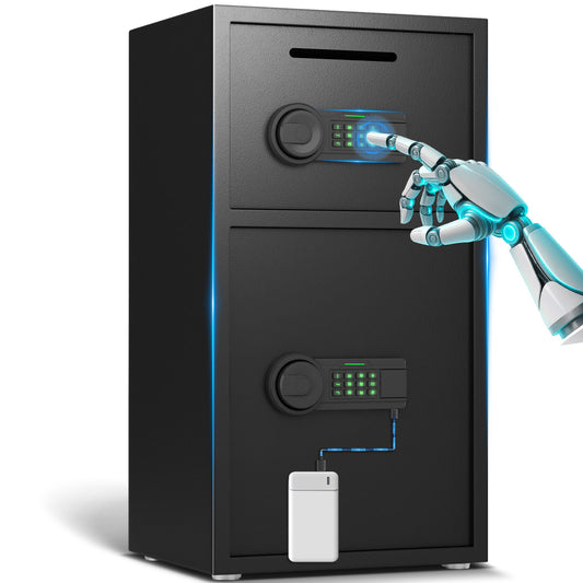 BM-KO-70D 6.3 Cu Ft Outdoor Security Safe Box with Jewelry Drawer & Hooks, Dual Alarm & Mute Function