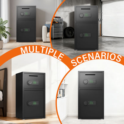 Kavey KO-70D 6.0 Cu ft Safe Box, Steel Security Safes with Jewelry Drawer Room & Hooks, Home Safe with Dual Alarm & Mute Function, Money Safe with Adjustable Shelf for Documents and Valuables