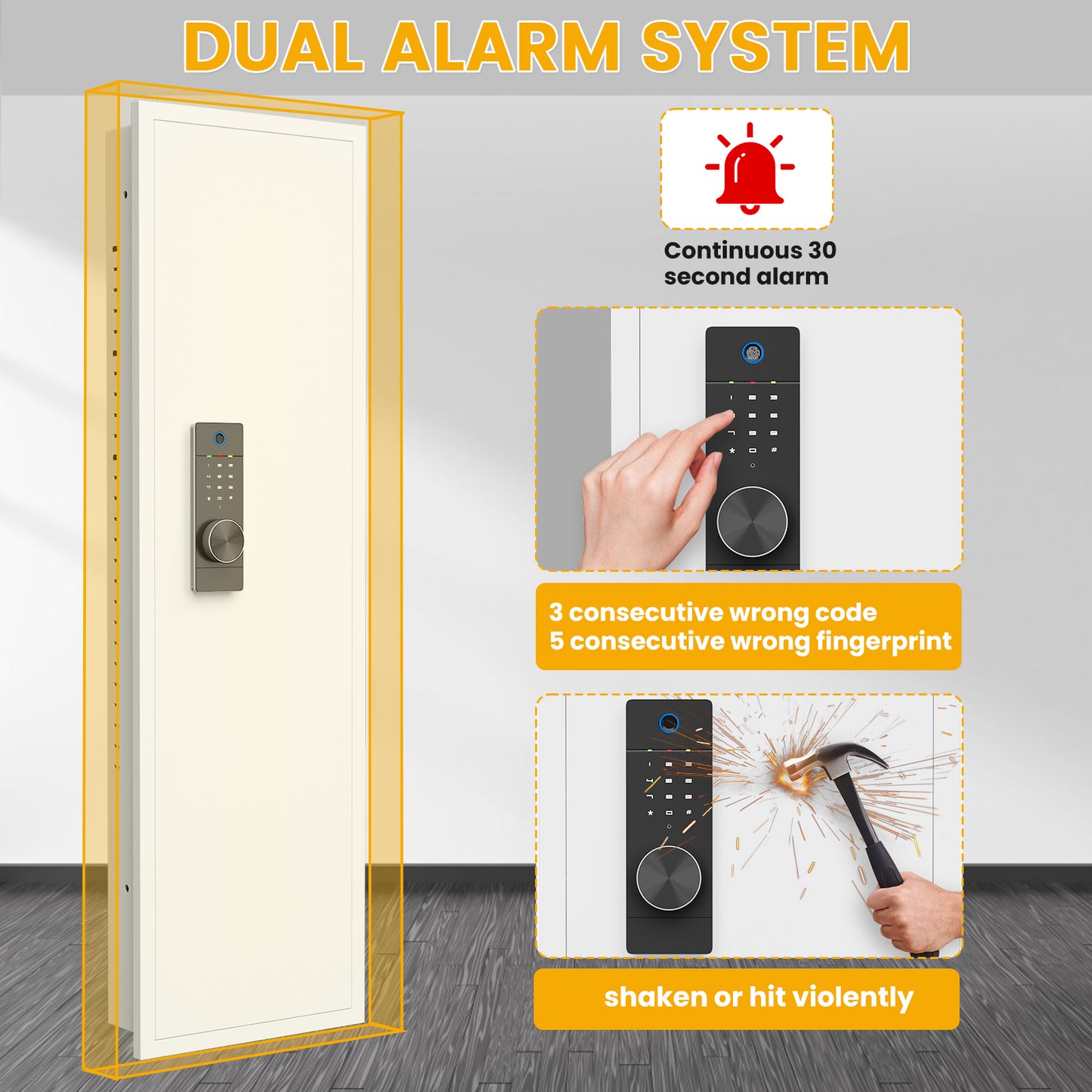 BM-KW-135BW NEW Wall Gun Safe, Digital Wall Safe Between the Studs with Dual Alarm