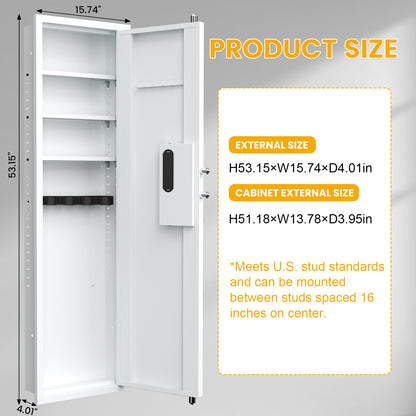 BM-KW-135BW NEW Wall Gun Safe, Digital Wall Safe Between the Studs with Dual Alarm