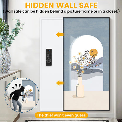 BM-KW-135BW NEW Wall Gun Safe, Digital Wall Safe Between the Studs with Dual Alarm