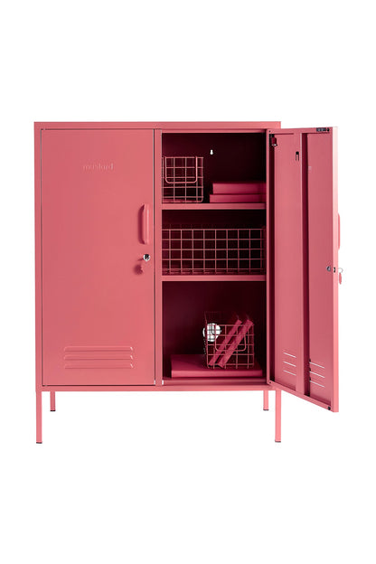 2 Doors Lockable Metal Storage Cabinet 3 Tiers Shelf Multifunctional Storage Organizer Detachable Shelves Easy to Assemble Purple