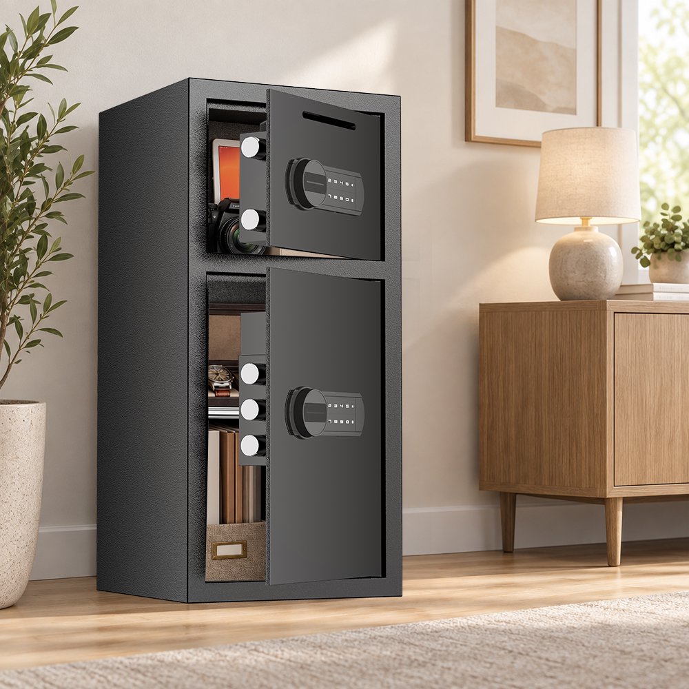 OME-K7-65D 6.5 Cub Dual Door Digital Safe Box with Adjustable Shelves & Key Hook for Money Home Office Living Room