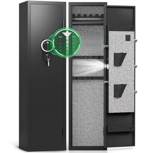 Riflevault 3-5 Gun Safe for Shotguns and Pistols, Quick Access Gun Cabinets with Adjustable Gun Racks and Removable Shelf
