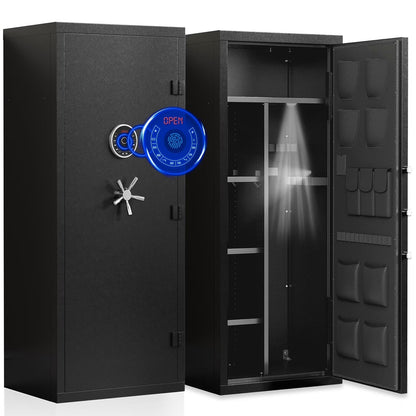 SDI-AKG5N-132W, 15-20 Gun Safe, Large Fingerprint Shotgun Safe, Unassembled Gun Cabinet with Adjustable Shelf & Gun Rack, Long Gun Safe with Backlit Keypad & LED Light, Pistol Bag